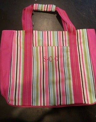 Pottery Barn Teen Multi Color Stripe Tote Monogram 