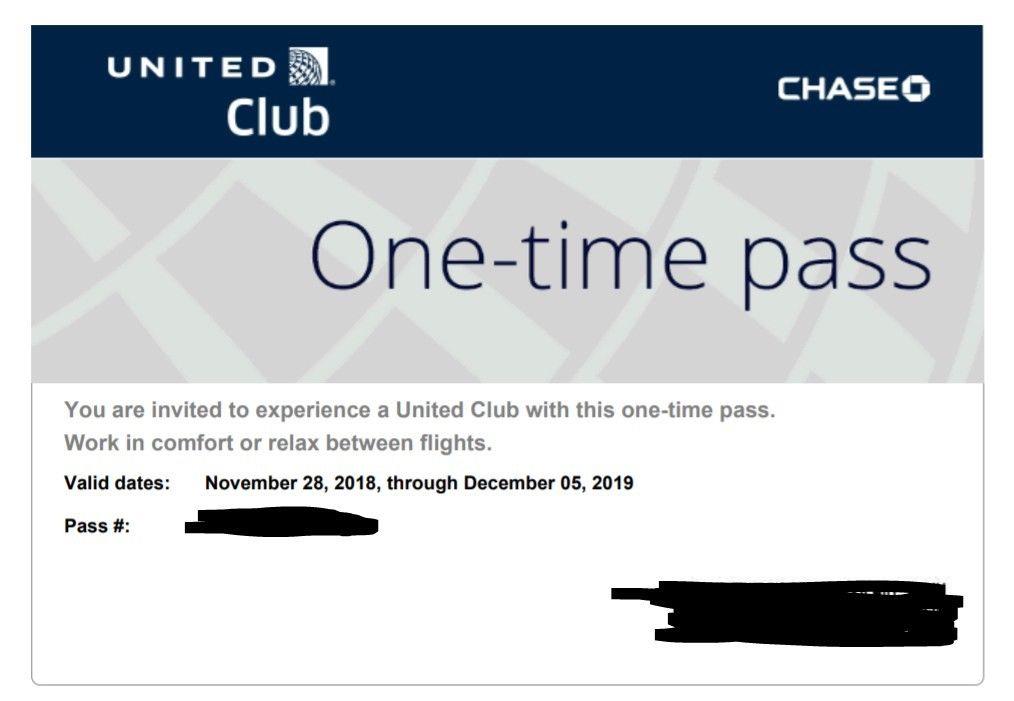 2 One Time Passes for United Club (EXP 12/5/2019), PDF email delivery