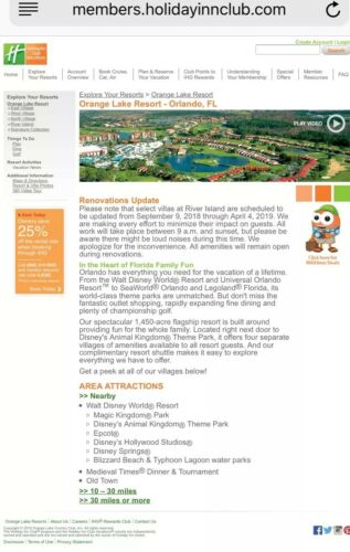Orlando Area Condo Rental- Orange Lake Resort- Disney World- Check In 3/17/19