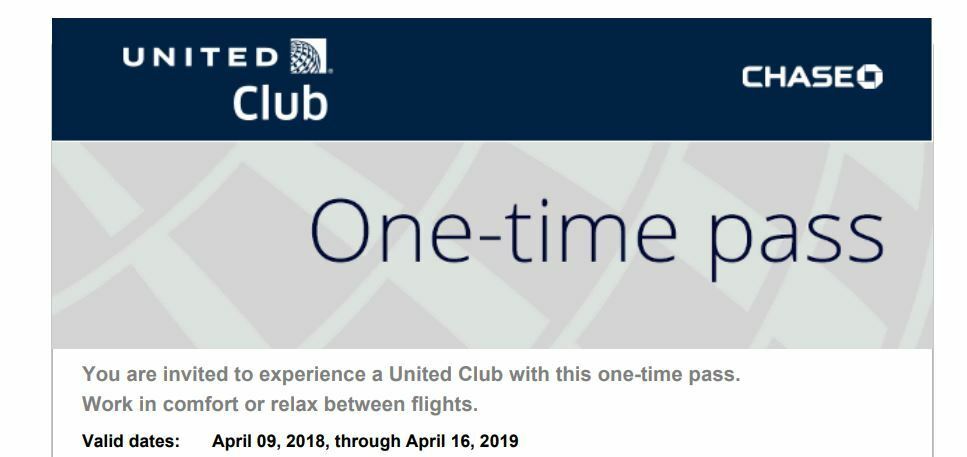 United Club One Time Pass EXP 6/12/2019  electronic copy