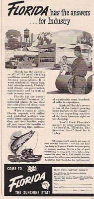 1949 THE ANSWERS FOR INDUSTRY ARE IN FLORIDA TRAVEL AD