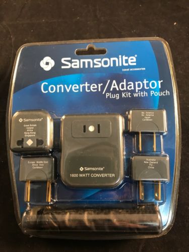 Samsonite 1600W Converter/Adaptor Plug Kit With Pouch 220V/240V World Travel 5.4