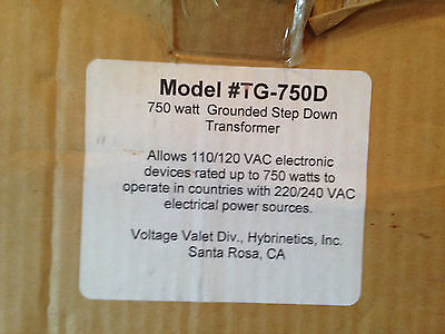 Converter for Travel 220/240 Vac to 110/120 VAC Model #TG-750D Never Used