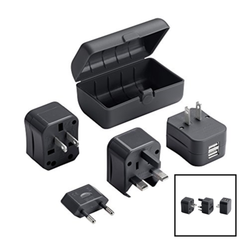 Lewis N Clark Adapter Plug Kit W/ 2.1A Dual US BLACK One Size Unisex Adult