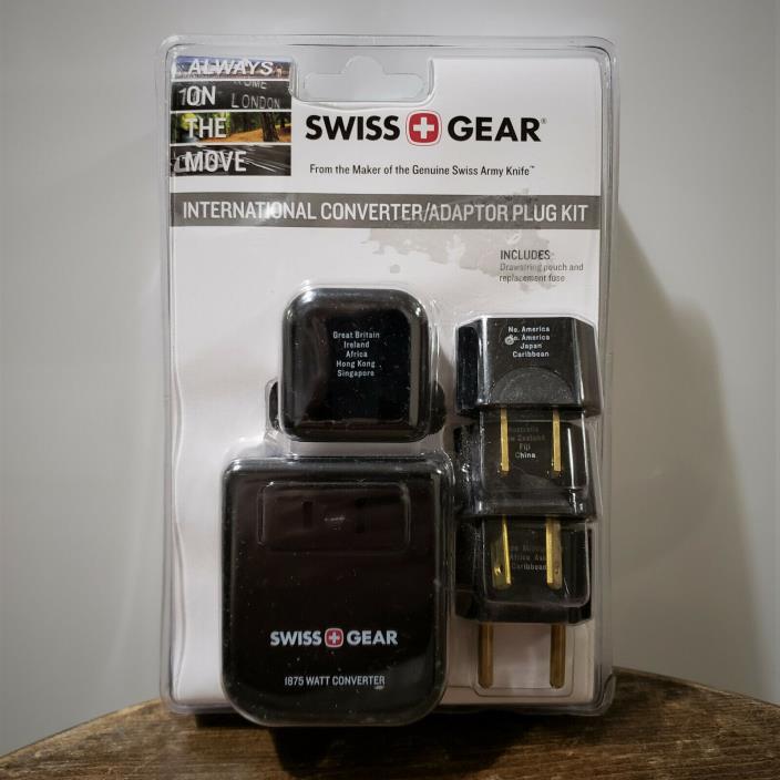 NEW SWISS GEAR INTERNATIONAL CONVERTER / ADAPTOR PLUG KIT w/ Pouch & Fuse