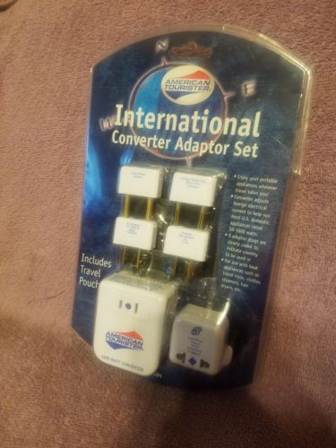 American Tourister International Converter Adaptor Set with Travel Pouch  NEW