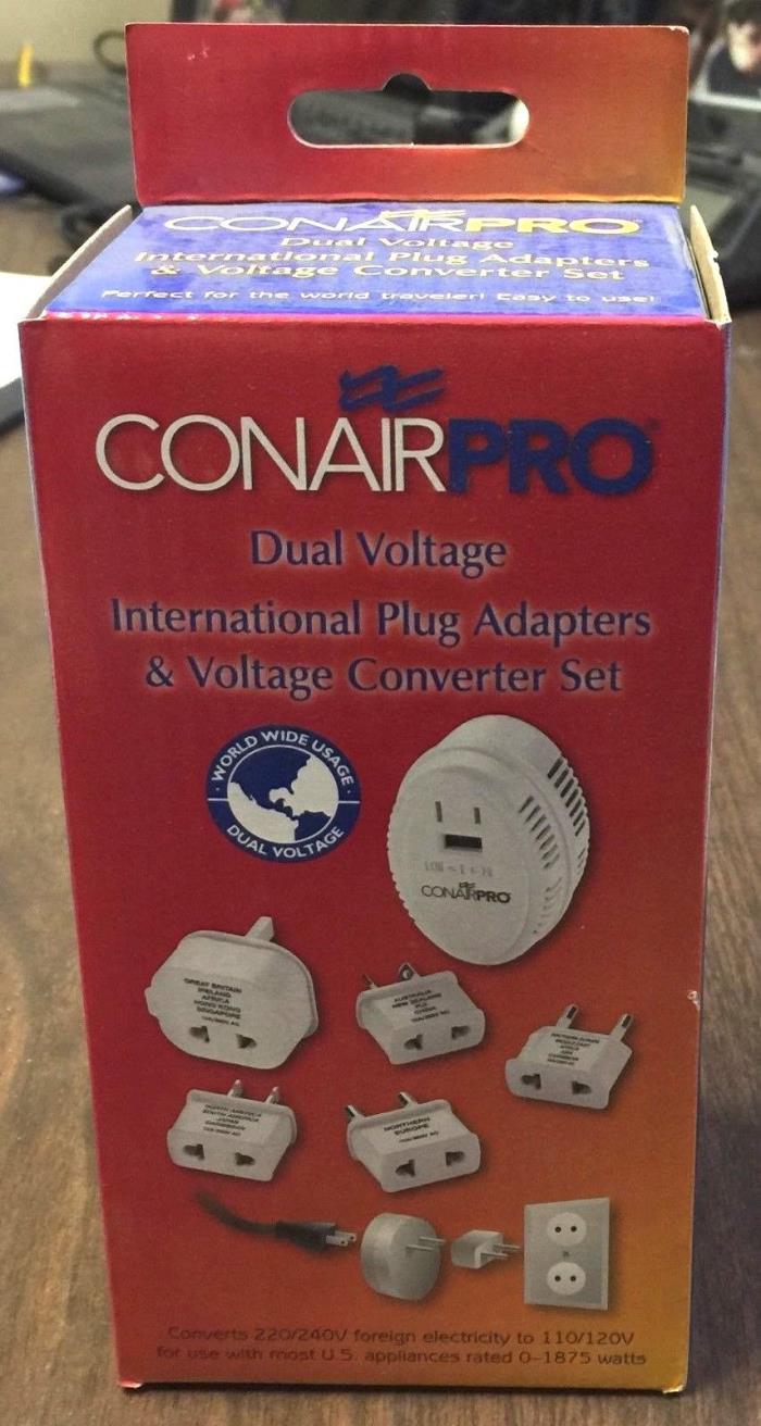 ConairPro Dual Voltage International Plug Adapters & Voltage Converter Set
