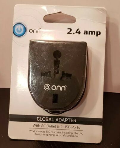 ONN Global Power Plug Adapter with USB - Compatible in over 150 countries Charge