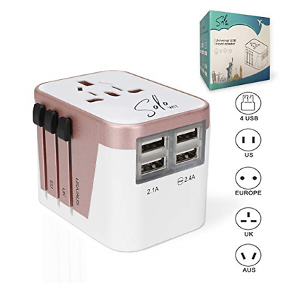Travel Plug Adapter, SoloWIT Universal Power Adapter Plug Converter Worldwide 4