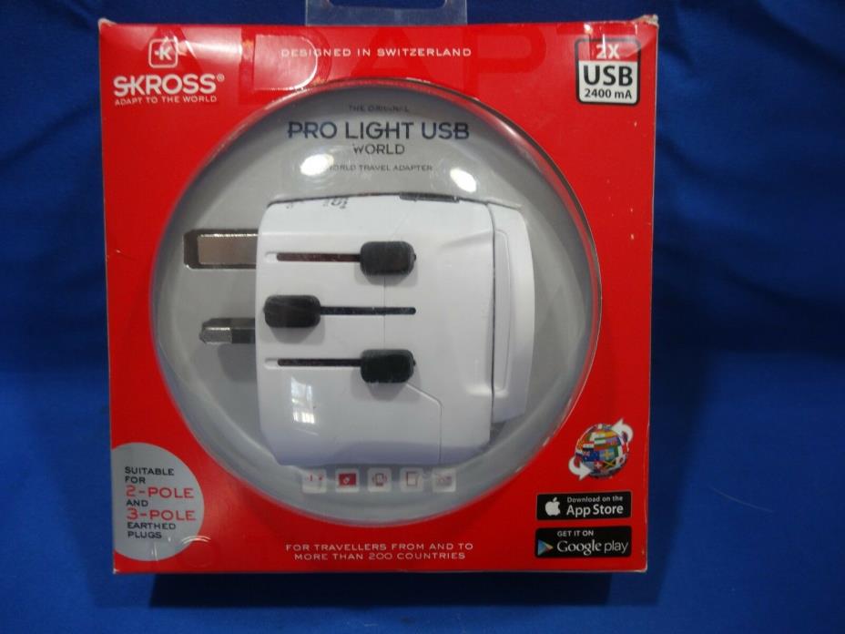 New  Skross World Travel Adapter PRO Light USB - World White