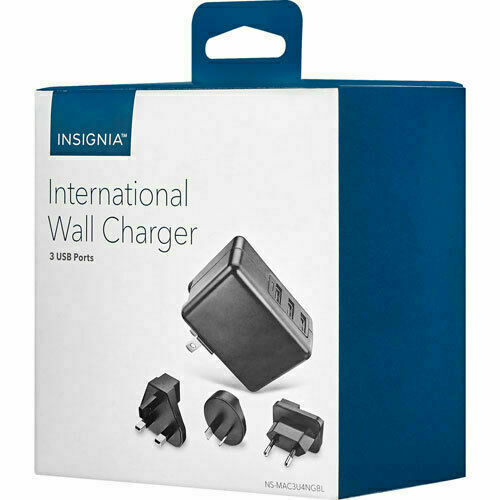 Insignia - 3-Port USB International Wall Charger - Black Model: NS-MAC3U4NGBL-C