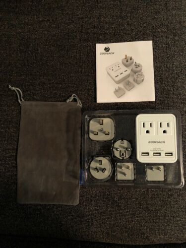 Zoomach Travel Adapter With USB Outlets On The Front With 5 Outlet Plugins