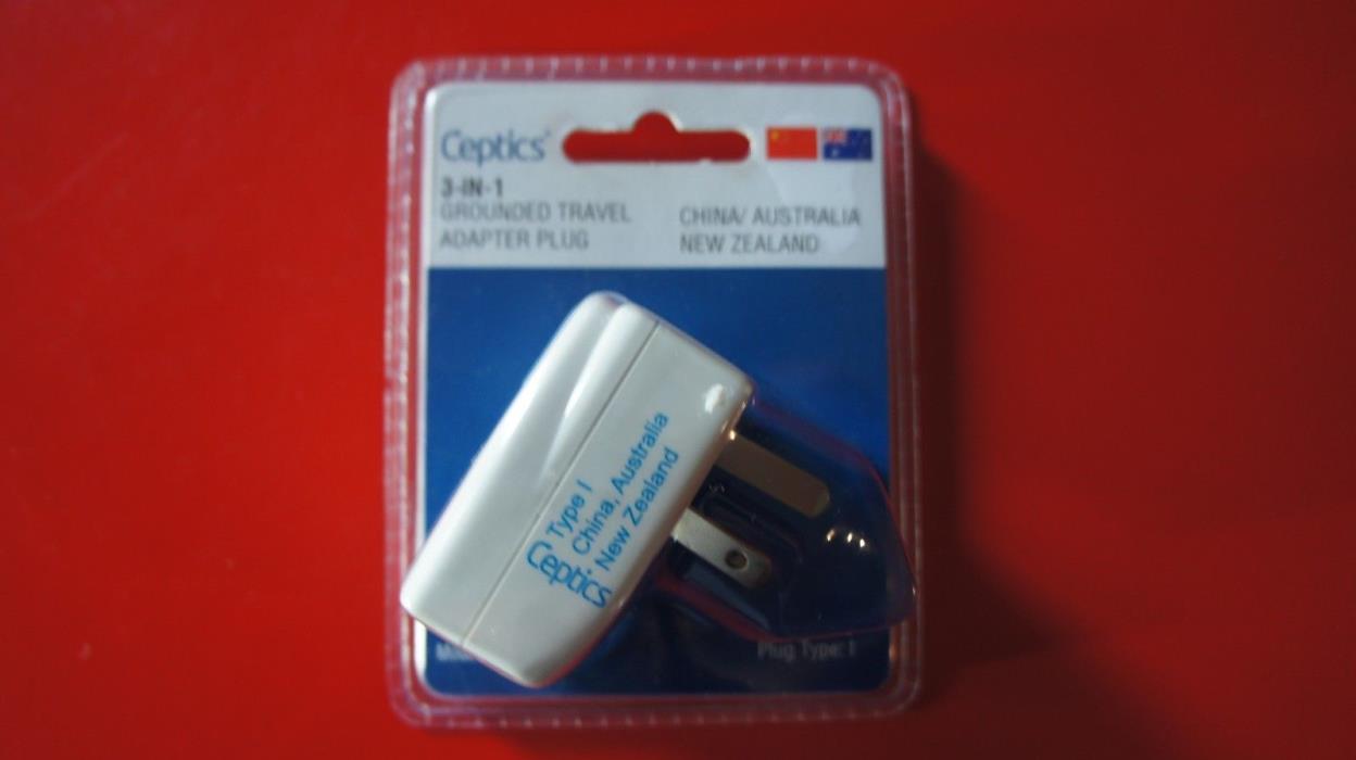 Ceptics 3-in-1 Grounded Travel Adapter Plug  China/Australia/New Zealand  Type 1
