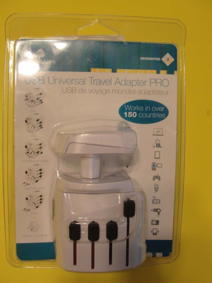 Eagle Creek USB Universal Travel Power Adapter PRO White, Works in 150 Countries