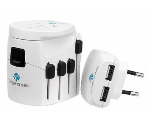 Eagle Creek USB Universal Travel Power Adapter PRO White, Works in 150 Countries