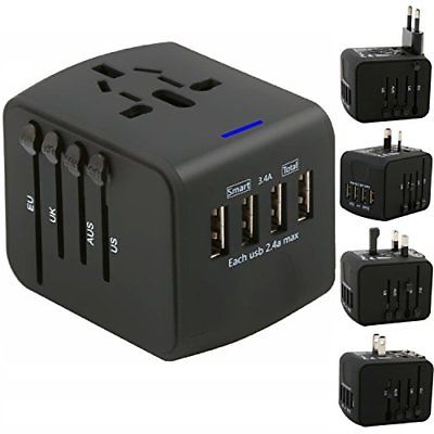 ASKALI Travel Adapter Universal Plug Converter 4 USB Electrical World Outlet -