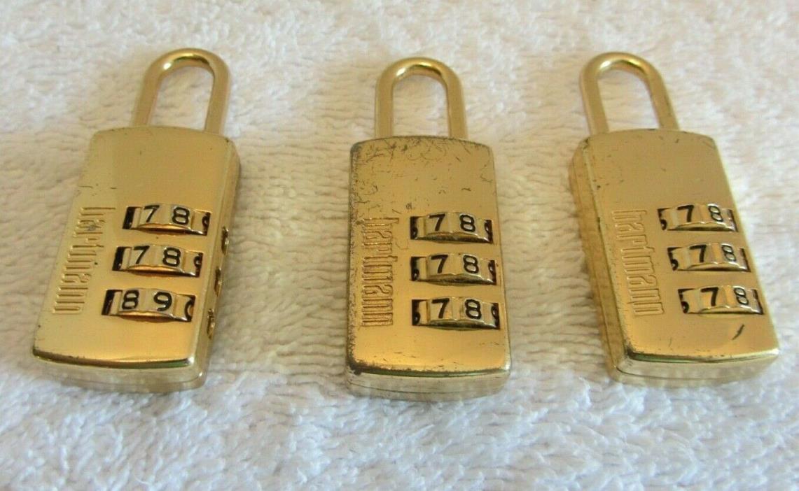 Set of 3 Hartmann Brass Combination Luggage Locks
