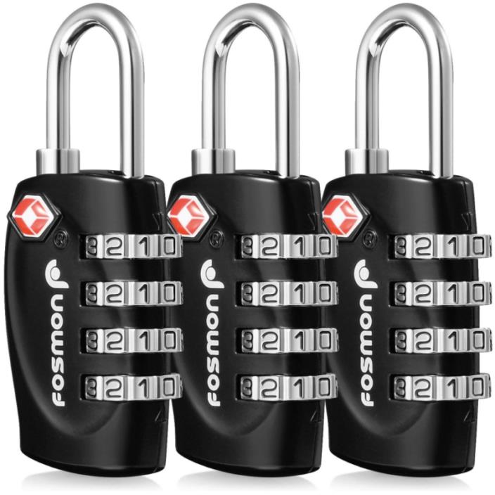 TSA Approved Luggage Locks, Fosmon 4 Digit Combination Padlock Codes with All...