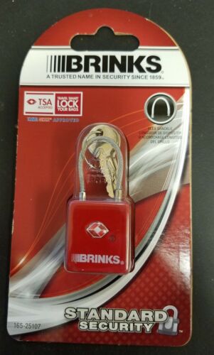 Brinks TSA Approved Keyed Lock with Cable Shackle - RED