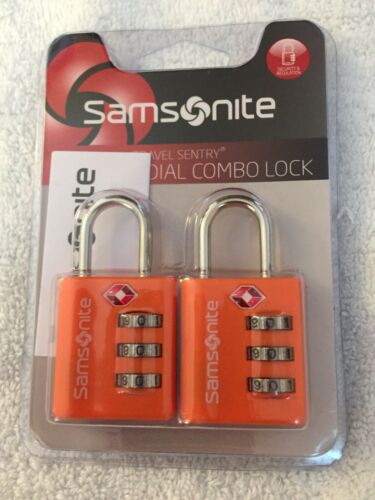 NWT Samsonite Travel Sentry 3-Dial Combo Lock 2 pcs pack Orange