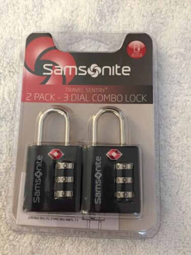 NWT Samsonite Travel Sentry 3-Dial Combo Lock 2 pcs pack Black