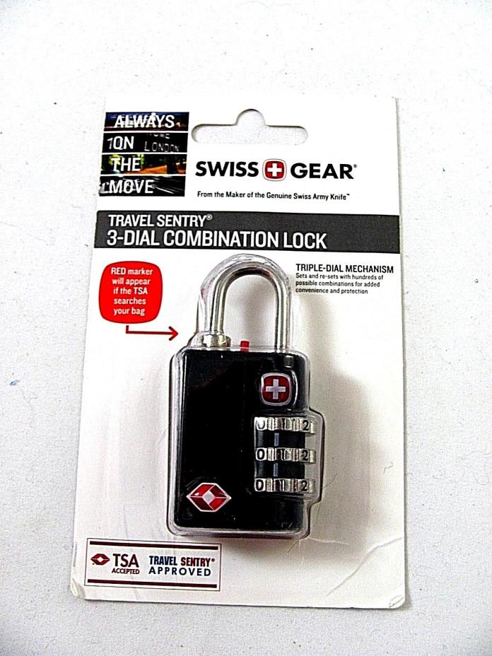 SwissGear Black Combination Lock TSA Accepted Travel Sentry 3-Dial