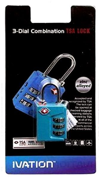 IVATION! 3 Dial Combination TSA Approved Luggage lock (With Instant Alert Red)