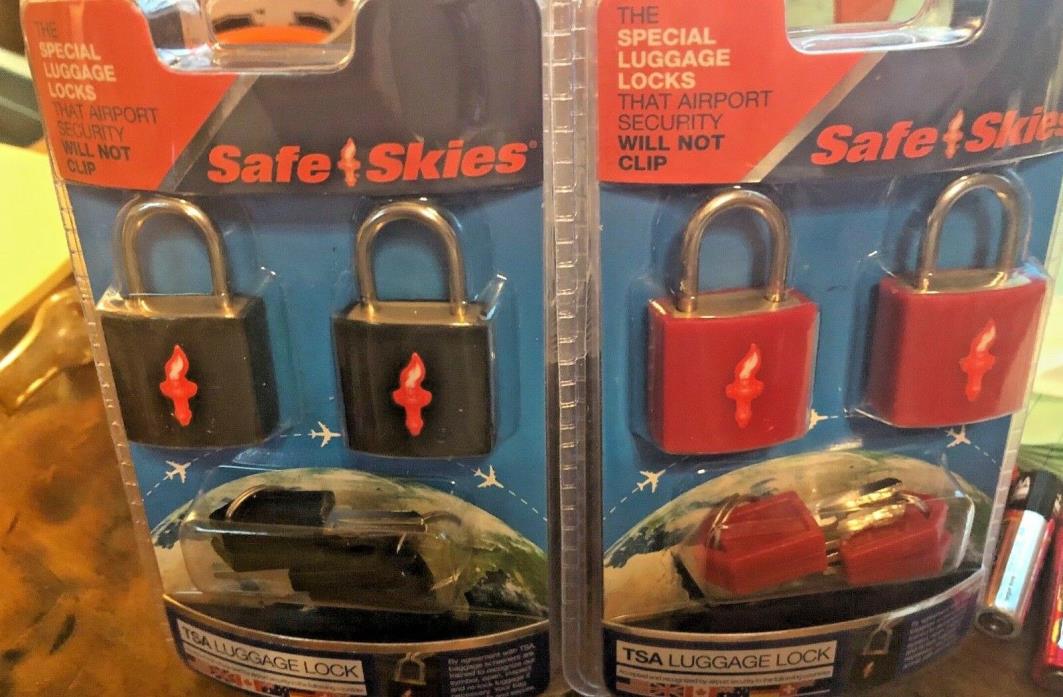 Lot of Safe Skies TSA Approved Luggage Locks Set of 2 - Black & Red NEW SEALED