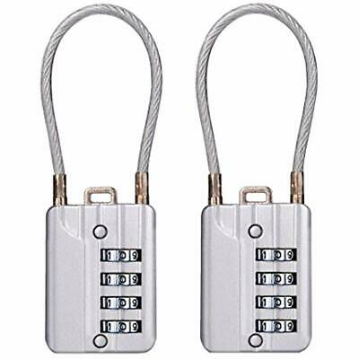Resettable Combination Travel Lock, 4 Digit Cable For Suitcase, Bag, And Gym Of