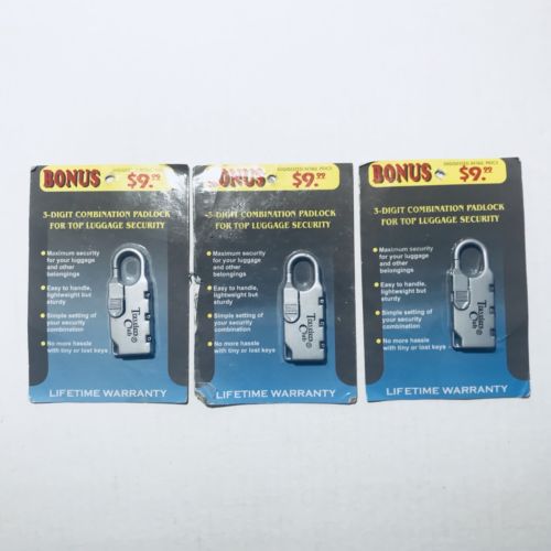 Lot of 3 Travelers Club 3 Digit Combination Padlock for Luggage Security