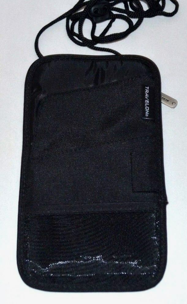 Travelon Passport Card Wallet Bag Neck Pouch RFID Blocking Sm Travel Black