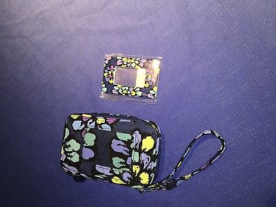 Vera Bradley Indigo Pop Wristlet ID Credit Card Wallet +Liteup Hand Magnifier