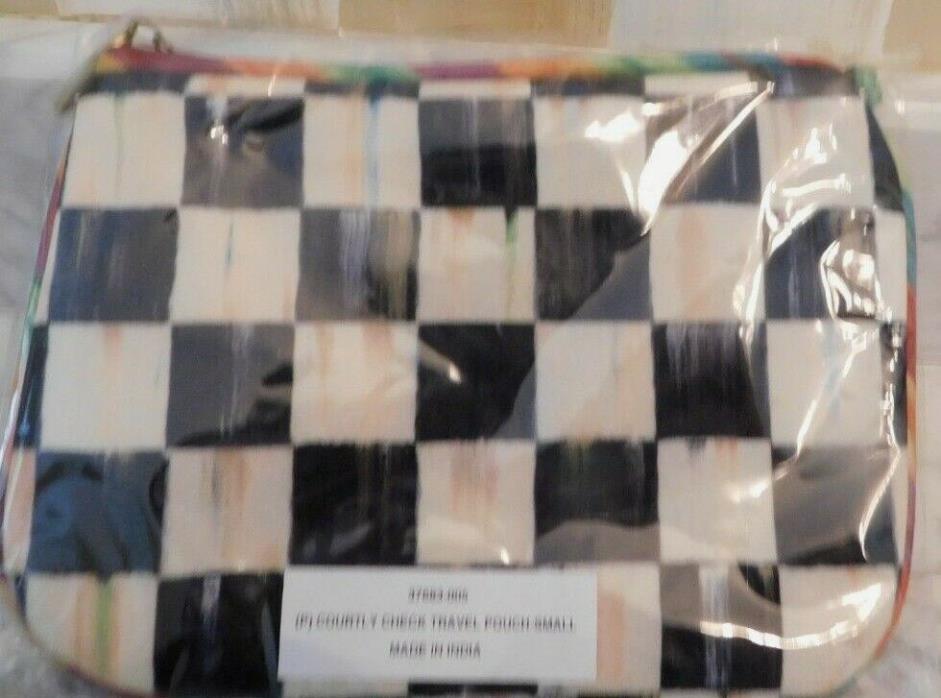 MACKENZIE-CHILDS COURTLY CHECK TRAVEL LINED TRAVEL POUCH,NEW