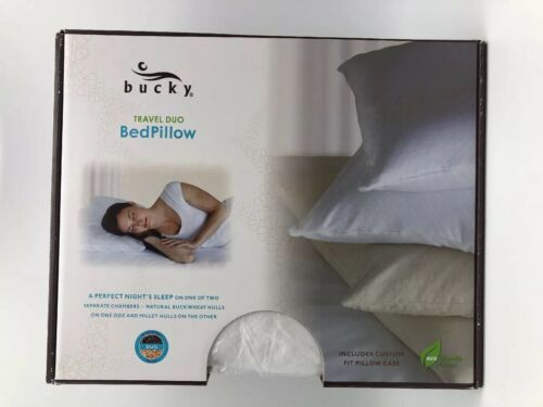 Bucky Travel Duo Buckwheat/Millet White Fabric Travel Bed Pillow