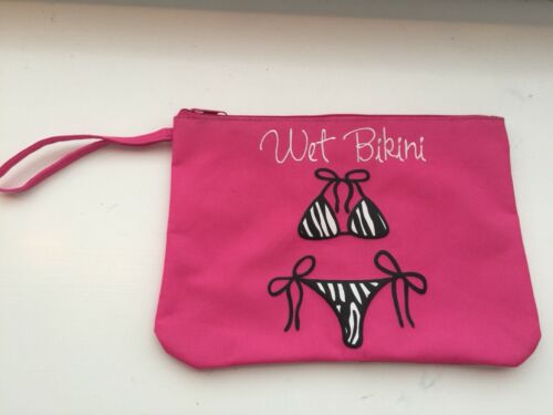Wet Bikini Bathing Suit Bag Tote Zip Pink
