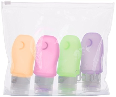 Dot&Dot Travel Bottles, Purple/Pink/Green/Orange, 2 oz , Set of 4
