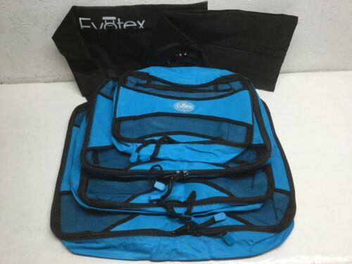 Evatex Travel Packing Cubes 4 Peice Set in Marine Blue PLUS Laundry & Shoe Bag