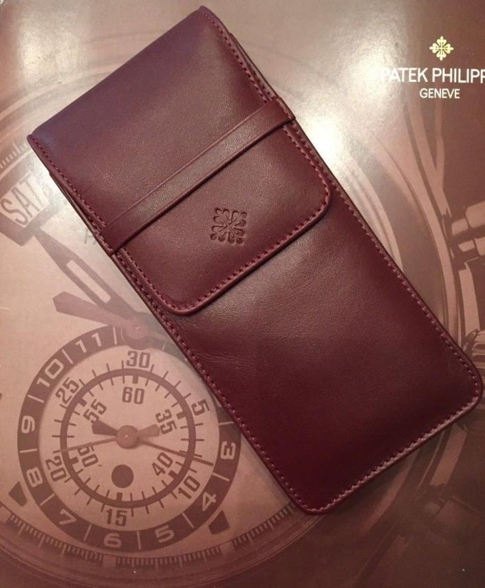 Patek Philippe Luxury Burgundy Leather Travel Watch Pouch