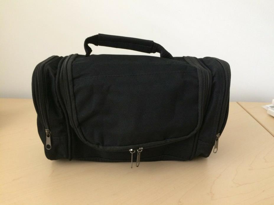 LARGE HANGING TRAVEL TOILETRY BAG SHAVING GROOMING DOPP KIT MAKEUP BLACK CANVAS