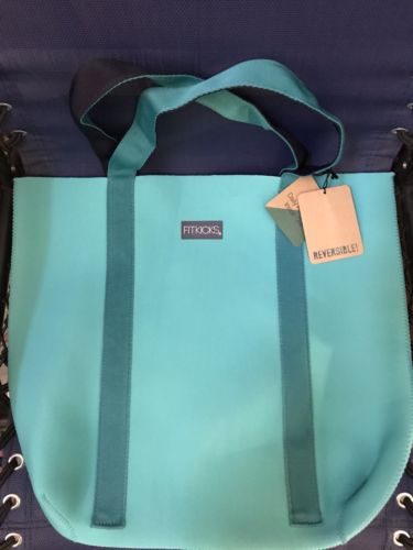 FitKicks Neoprene Reversible Beach Tote Bag Fusion Teal & Navy FREE SHIPPING