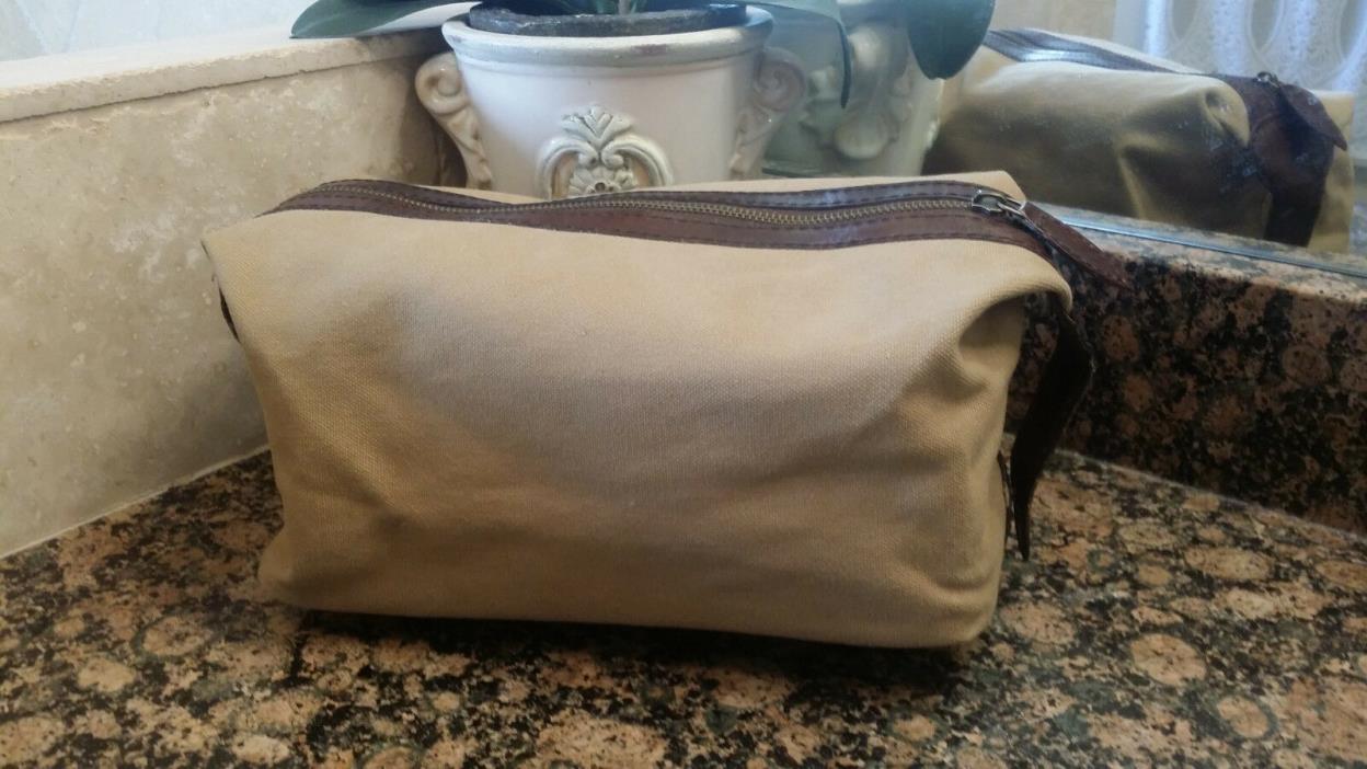 Pottery Barn Saddle Leather & Canvas Toiletry Case