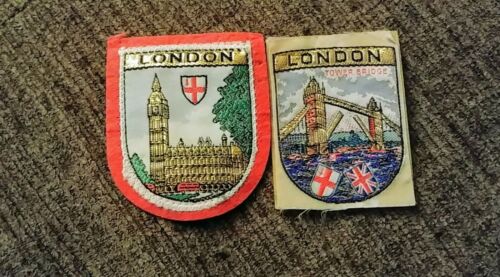 2 London, England Patches Vintage; Tower Bridge And Big Ben
