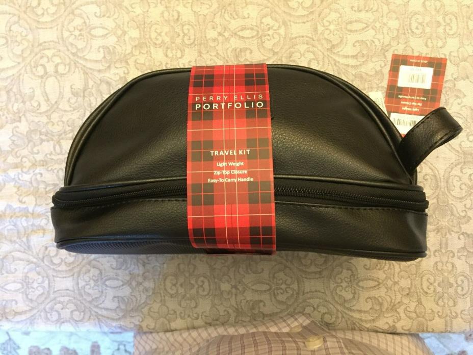 Perry Ellis Men's Gift Faux Leather Portfolio Toiletry and Travel Kit