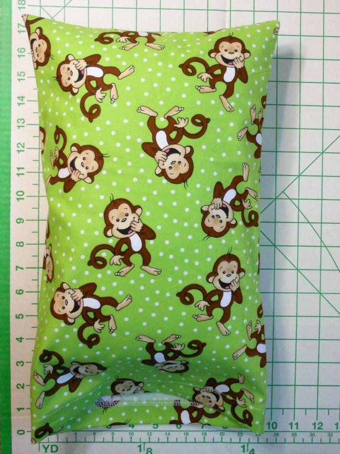 Laughing MONKEYS on green - small Pillow Case & 1 WHITE Travel Pillow