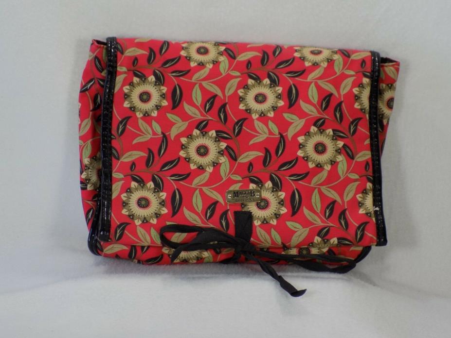 MAGGIB CLEAN HANGING TOILETRY BAG - ORANGE/RED FLORAL - MANY COMPARTMENTS