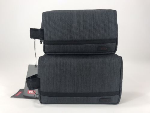 Tumi Small and Medium Travel Kit Zipper Cord Pouch Gray, Set of 2