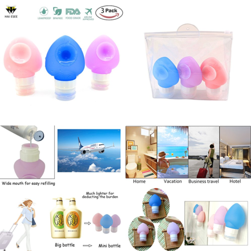 Haiesee Silicone Travel Bottles 2.7Fl OZ Leak Proof Heart Shaped Bottle W TSA Ap