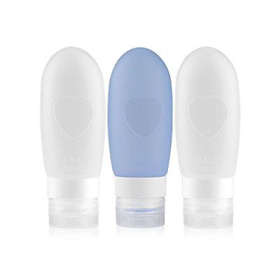 YMWILL Portable Soft Silicone Travel bottles Set 3 OZ, White+White+Blue