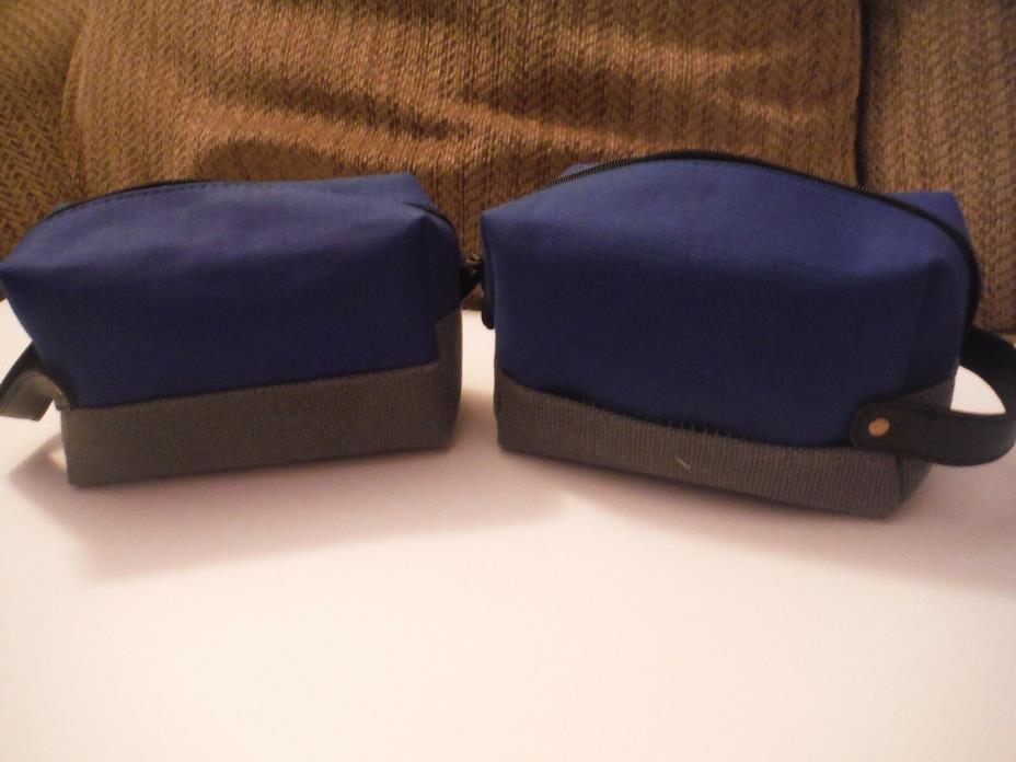 NEW Lot of 2 MENS BLUE & GRAY Grooming Travel Bags