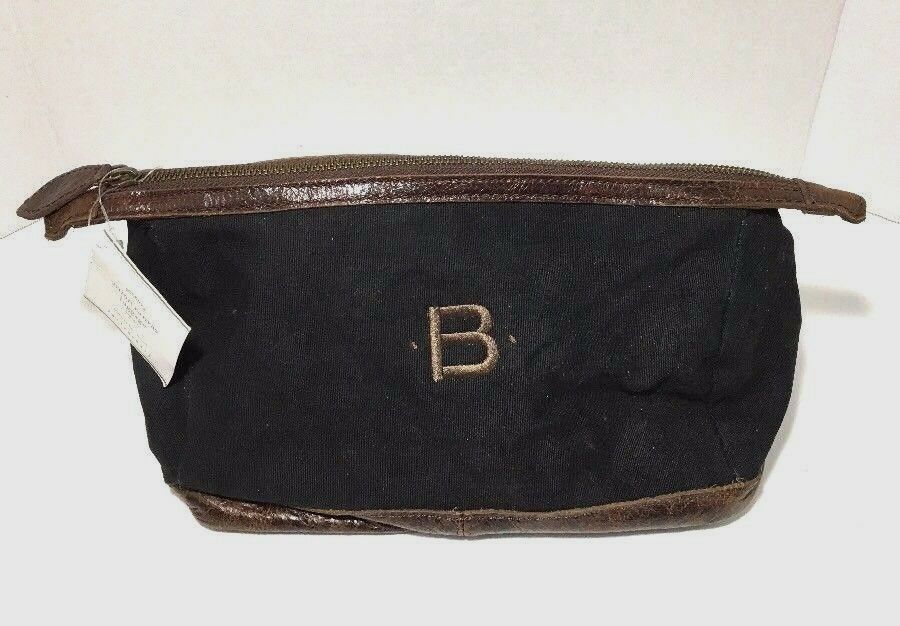 Pottery Barn Union Recycled Canvas Toiletry Case Black Monogram B